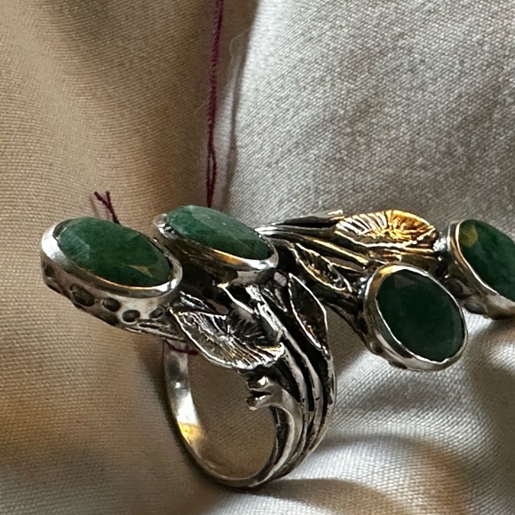 Green onyx in sterling silver climbing vine ring - Picture 4 of 6